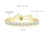 Gold Plated Square Cut Cubic Zirconia White Matrix Tennis Bracelet - Image 5