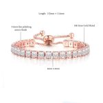 Rose Gold Plated Square Cut Cubic Zirconia White Matrix Tennis Bracelet - Image 3