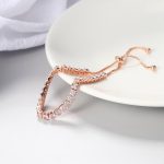 Rose Gold Plated Square Cut Cubic Zirconia White Matrix Tennis Bracelet - Image 6