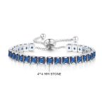 Silver Plated Square Cut Cubic Zirconia Navy Blue Matrix Anti Tarnish Tennis Bracelet - Image 3