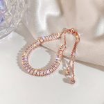 Rose Gold Plated Rectangular Cut Cubic Zirconia White Matrix Tennis Bracelet - Image 2