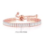 Rose Gold Plated Rectangular Cut Cubic Zirconia White Matrix Tennis Bracelet - Image 5