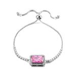 Silver Plated Rectangular Crystal Studded Matrix Anti Tarnish Tennis Bracelet - Image 10