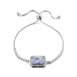 Silver Plated Rectangular Crystal Studded Matrix Anti Tarnish Tennis Bracelet - Image 11