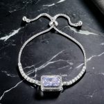 Silver Plated Rectangular Crystal Studded Matrix Anti Tarnish Tennis Bracelet - Image 13