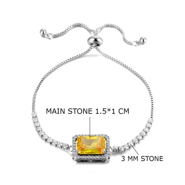 Silver Plated Rectangular Crystal Studded Matrix Anti Tarnish Tennis Bracelet - Image 19