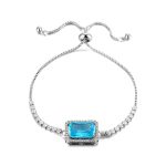 Silver Plated Rectangular Crystal Studded Matrix Anti Tarnish Tennis Bracelet - Image 21