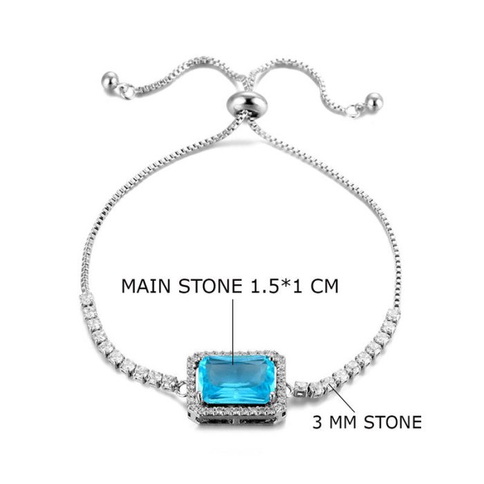Silver Plated Rectangular Crystal Studded Matrix Anti Tarnish Tennis Bracelet - Image 25