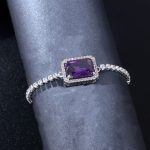 Silver Plated Rectangular Crystal Studded Matrix Anti Tarnish Tennis Bracelet - Image 30