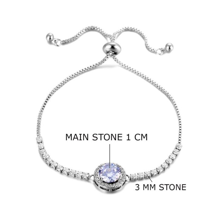 Silver Plated Round Crystal Studded Matrix Anti Tarnish Tennis Bracelet - Image 20