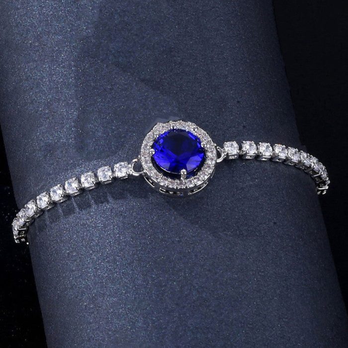 Silver Plated Round Crystal Studded Matrix Anti Tarnish Tennis Bracelet - Image 24