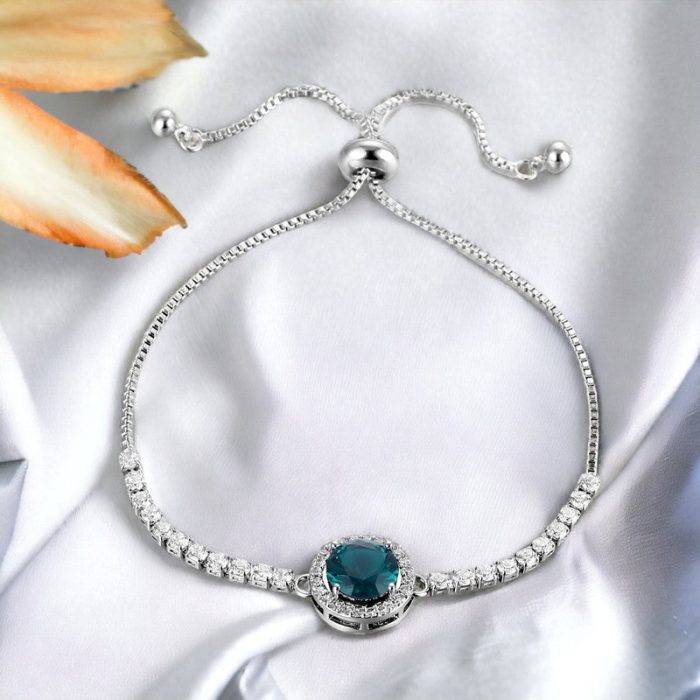 Silver Plated Round Crystal Studded Matrix Anti Tarnish Tennis Bracelet - Image 26