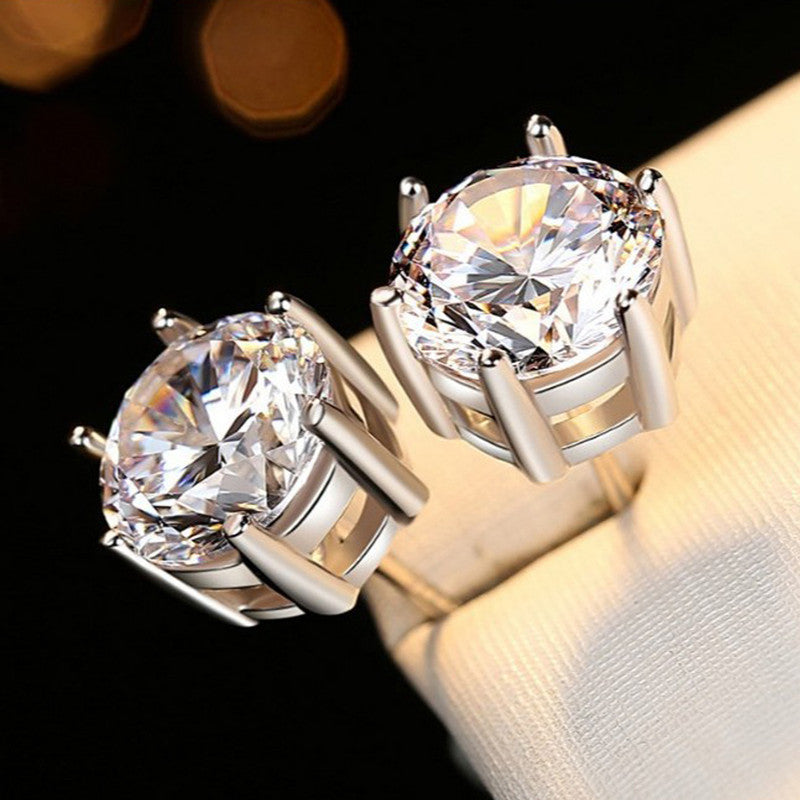 Silver Plated Crystal Studded Anti Tarnish Circular Solitaire Stud Earrings - VAIRAVI Silver Plated Crystal Studded Anti Tarnish Circular Solitaire Stud Earrings - VAIRAVI
