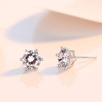 Silver Plated Crystal Studded Anti Tarnish Circular Solitaire Stud Earrings - VAIRAVI
