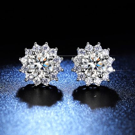 Silver Plated American Diamond Studded Anti Tarnish Floral Solitaire Stud Earrings - VAIRAVI
