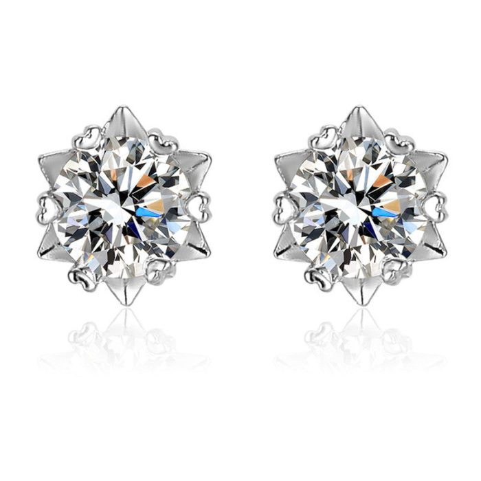 Silver Plated American Diamond Studded Anti Tarnish Star Shaped Solitaire Stud Earrings - VAIRAVI