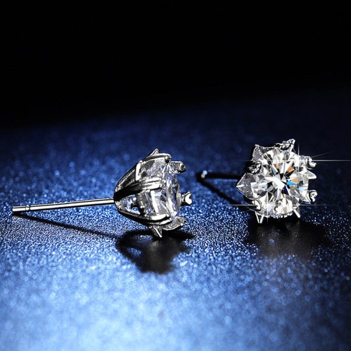 Silver Plated American Diamond Studded Anti Tarnish Star Shaped Solitaire Stud Earrings - VAIRAVI