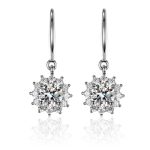Silver Plated Crystal Studded Anti Tarnish Floral Solitaire Drop Earrings - VAIRAVI