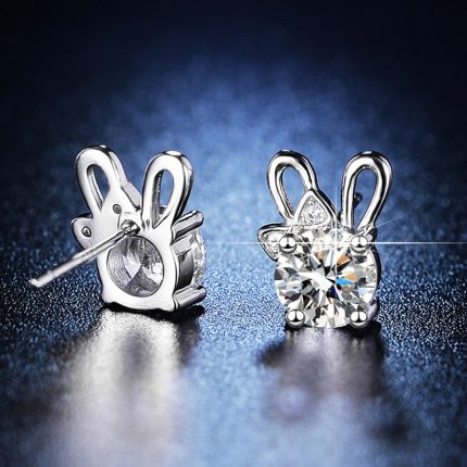 Silver Plated Crystal Studded Unique Bow Tie Clip Solitaire Stud Earrings - VAIRAVI