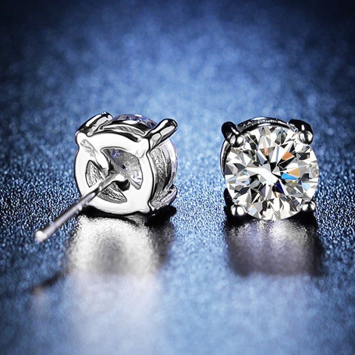 Silver Plated Crystal Studded Anti Tarnish Circular Solitaire Stud Earrings - VAIRAVI