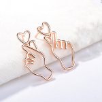 Rose Gold Plated Finger Heart Style Korean Stud Earrings - Image 2