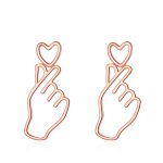 Rose Gold Plated Finger Heart Style Korean Stud Earrings - Image 3