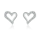 Silver Plated American Diamond Studded Heart Shape Korean Stud Earrings - Image 4
