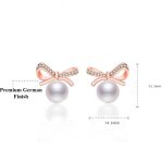 Rose Gold Plated American Diamond Studded Bow-Tie Shape Korean Stud Earrings - Image 4