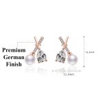 Rose Gold Plated American Diamond Studded Cross Shape Korean Stud Earrings - Image 4