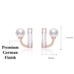 Rose Gold Plated Freshwater Pearl Studded Retro Stud Earrings - Image 4