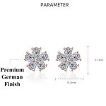 Rose Gold Plated American Diamond Studded Floral Korean Stud Earrings - Image 3