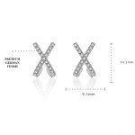 Silver Plated American Diamond Studded Cross Shape Korean Stud Earrings - Image 3