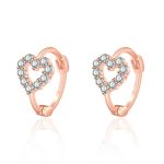 Rose Gold Plated American Diamond Studded Heart Shape Hoop Earrings - Image 2