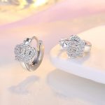 Silver Plated American Diamond Studded Crown Shape Korean Hoop Earrings - Image 2