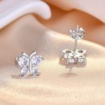 Silver Plated American Diamond Studded Butterfly Shape Korean Hoop Earrings - Image 6