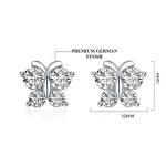 Silver Plated American Diamond Studded Butterfly Shape Korean Hoop Earrings - Image 9
