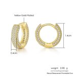 Gold Plated Cubic Zirconia Studded Micro Inlay Hip Hop Hoop Earrings - Image 3