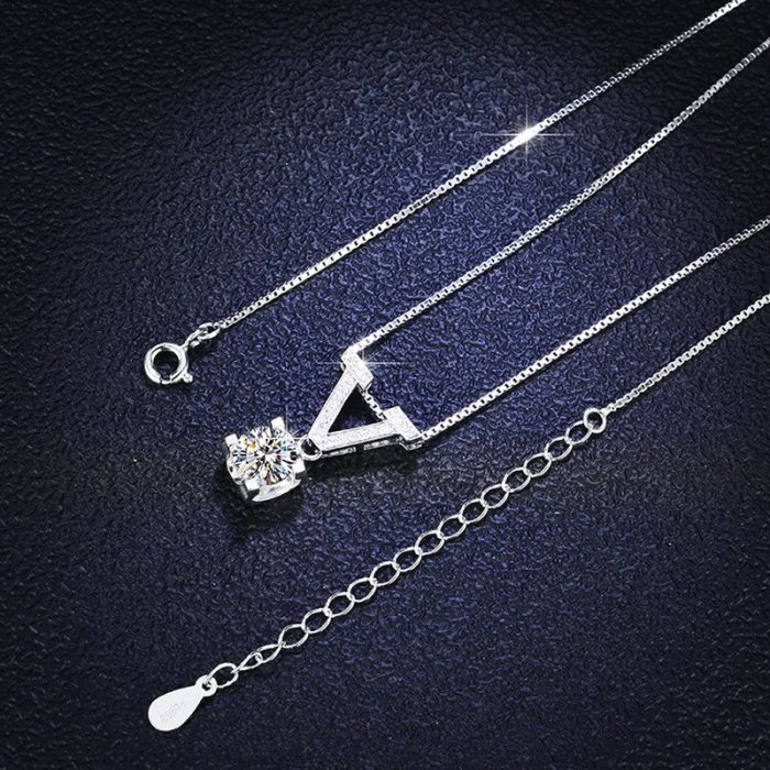 Silver Plated Crystal Studded V Shape Circular Solitaire Pendant - VAIRAVI