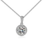 Silver Plated Crystal Studded Circular Shape Solitaire Pendant - VAIRAVI