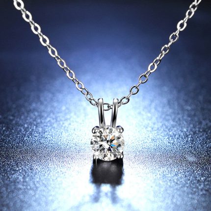 Silver Plated Crystal Studded Circular Shape Anti Tarnish Solitaire Pendant - VAIRAVI