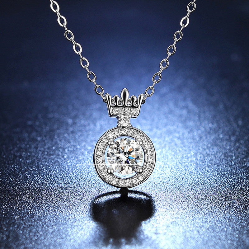 Silver Plated Crystal Studded Crown inspired Anti Tarnish Solitaire Pendant - VAIRAVI Silver Plated Crystal Studded Crown inspired Anti Tarnish Solitaire Pendant - VAIRAVI