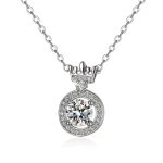 Silver Plated Crystal Studded Crown inspired Anti Tarnish Solitaire Pendant - VAIRAVI