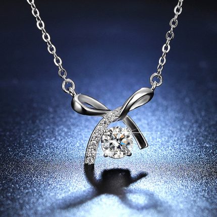 Silver Plated Crystal Studded Infinity Stone Anti Tarnish Pendant - VAIRAVI