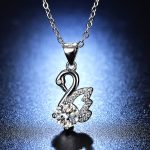 Silver Plated Crystal Studded Swan inspired Anti Tarnish Pendant - VAIRAVI
