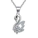 Silver Plated Crystal Studded Swan inspired Anti Tarnish Pendant - VAIRAVI