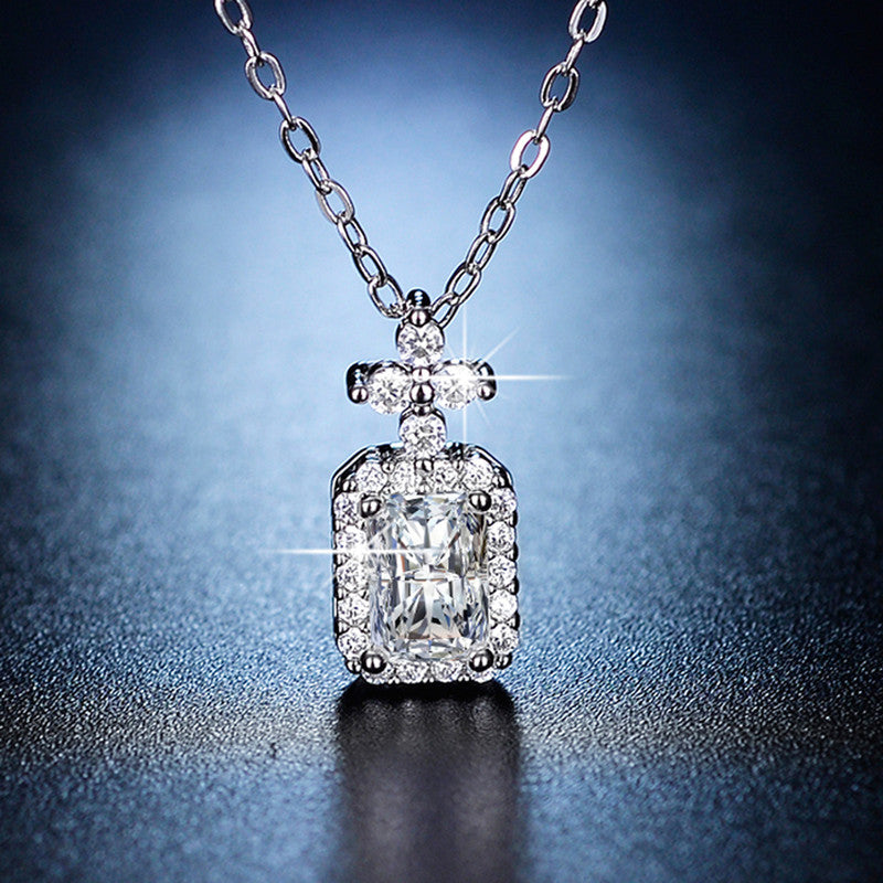 Silver Plated Crystal Studded Geometrical Anti Tarnish Solitaire Pendant - VAIRAVI Silver Plated Crystal Studded Geometrical Anti Tarnish Solitaire Pendant - VAIRAVI