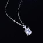 Silver Plated Crystal Studded Geometrical Anti Tarnish Solitaire Pendant - VAIRAVI