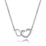 Silver Plated American Diamond Studded Dual Heart Contemporary Korean Pendant - Image 3