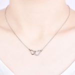 Silver Plated American Diamond Studded Dual Heart Contemporary Korean Pendant - Image 4