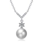 Silver Plated American Diamond Studded Contemporary Korean Pendant - Image 7
